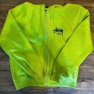 Stussy Neon Green Zip-Up Sweater